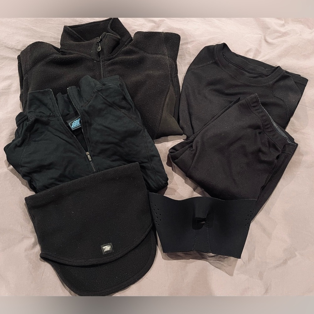 Bundle of Eastern Mountain Sports Fleece Jacket, Base Layers, Mask - Ski Sports